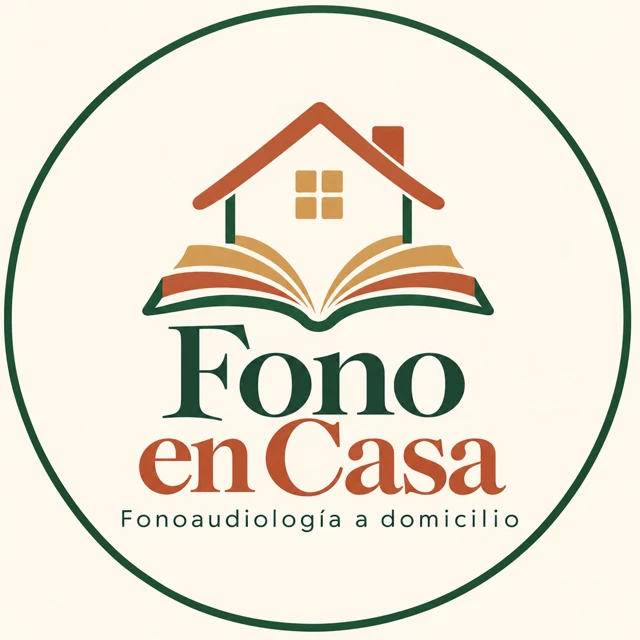 Logo de Fono en Casa: una casa sobre un libro abierto